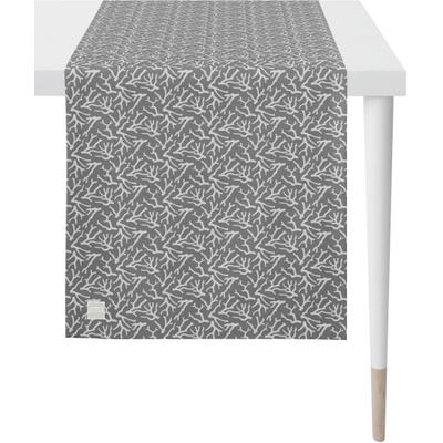 Tischläufer APELT "3970 Outdoor, Sommerdeko, Sommer", grau (grau, weiß), B:46cm L:135cm, Polyester, Tischdecken, Jacquardgewebe