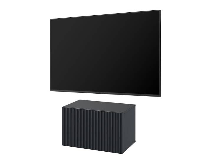 Meuble TV suspendu massif SKAO pin massif verni Gris/Anthracite 50cm