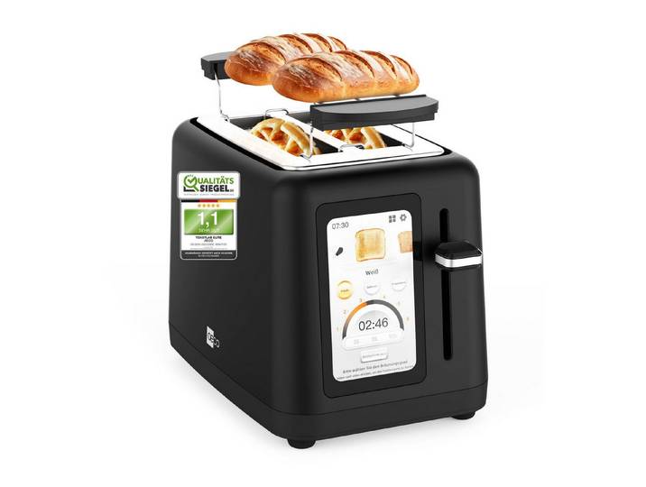 AECO Toaster toastlab ELITE Touch LCD Display, Zwei extra große Toastschlitze, für verschiedene Brotsorten, 850 W, Bräunungsstufen