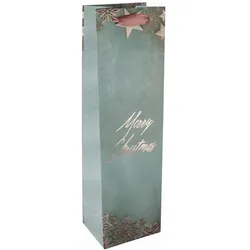 5x Sigel, Geschenkverpackung, 5 Geschenktüten für Flaschen Glamorous Christmas blau 10,0 x 35,0 cm (1x)