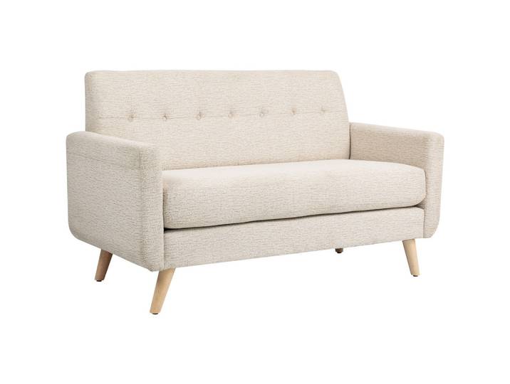 2 Sitzer Sofa, Couch mit Dickem Sitz- und Rückenkissen, Samtoptik, Beige
