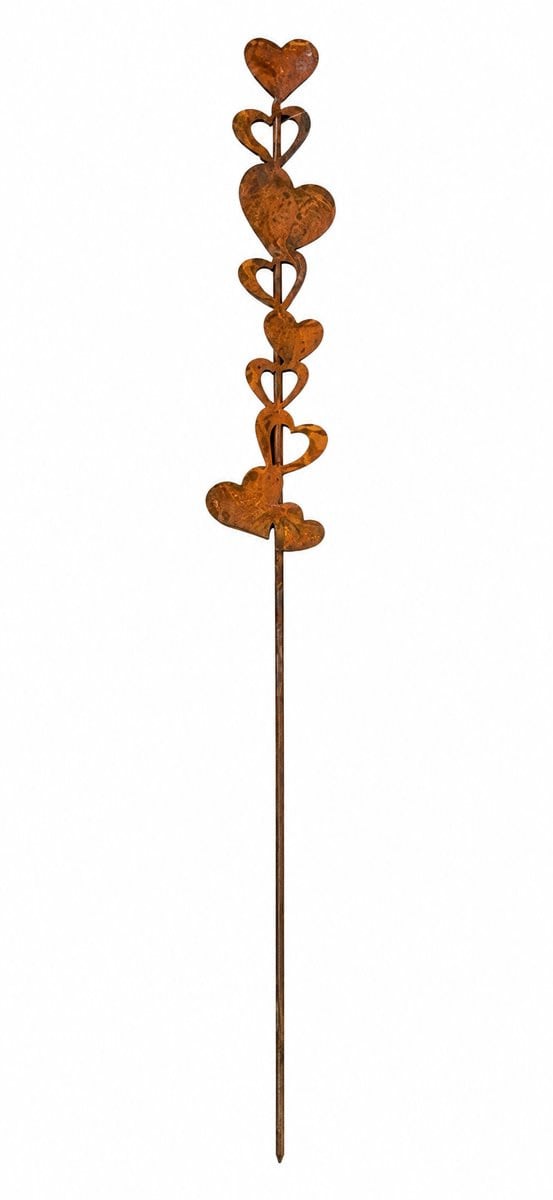 Decoratieve tuinsteker met hartjes in roestlook