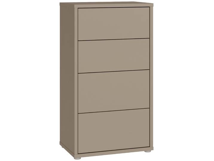 Kommode FORTE Alice Springs, Kommode Höhe 99,1 cm, 4 Schubkästen , taupe, B:54,8cm H:99,1cm T:34,9cm, Holzwerkstoff, Sideboards, Kommode, Schubkästen mit Vollauszug, Grifflos, Push to open