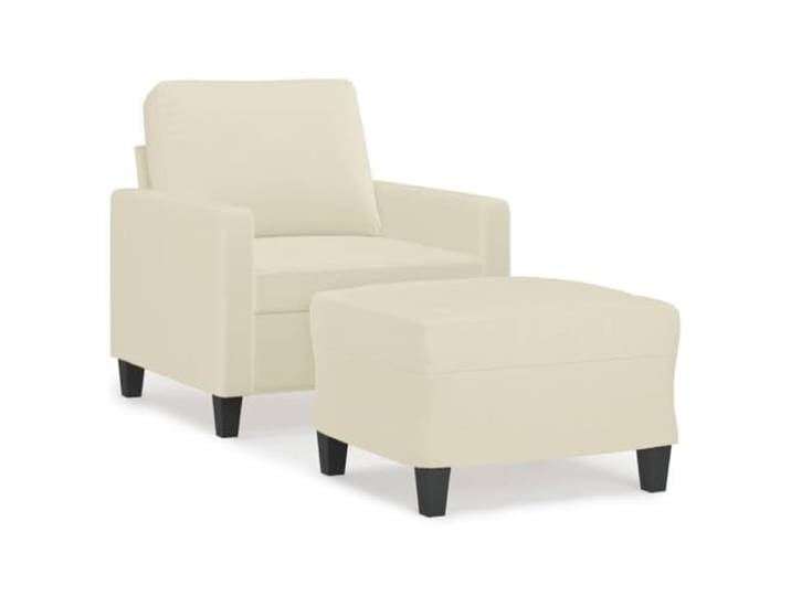 GHVBNMF Sessel mit Hocker Creme Kunstleder Relaxsessel Set 2-teilig Gemütliches Fernsehsessel Set mit gepolsterter Sitzfläche und Metallgestell für Wohnzimmer oder Arbeitszimmer.