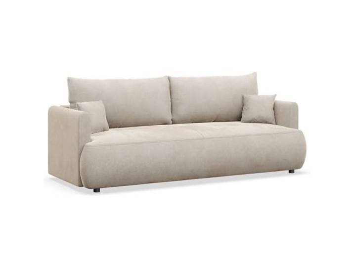 Selsey Schlafsofa 3 Sitzer mit Schlaffunktion und Bettkasten 226 cm – Creme Velours Stoff – Modernes Sofa Bed für kleine Wohnzimmer & Gästezimmer