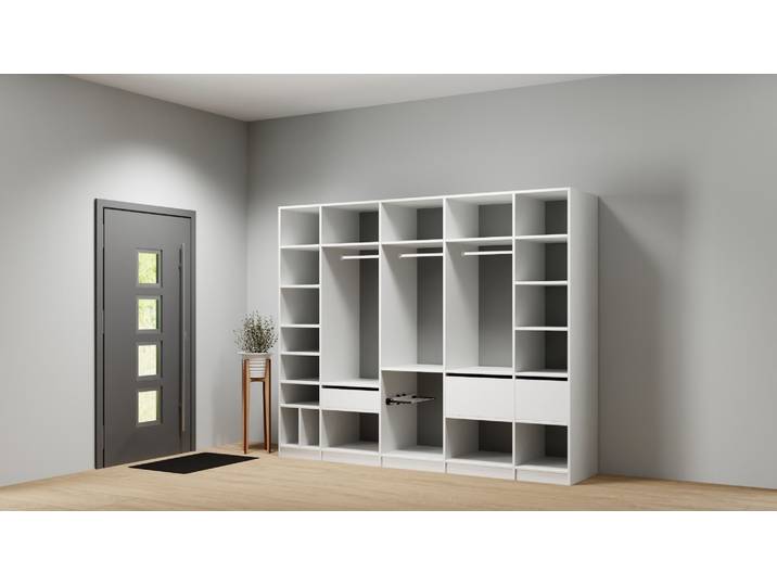Offener Kleiderschrank mit vielen Optionen - Dein Schrank nach Maß gestalten Premium Dekore
