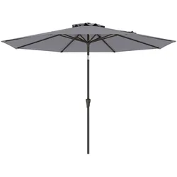 COSTWAY Sonnenschirm 300 cm, Gartenschirm mit Kurbel, beidseitig um 25° knickbar, Terrassenschirm mit 8 Rippen, Balkonschirm, Marktschirm Grau