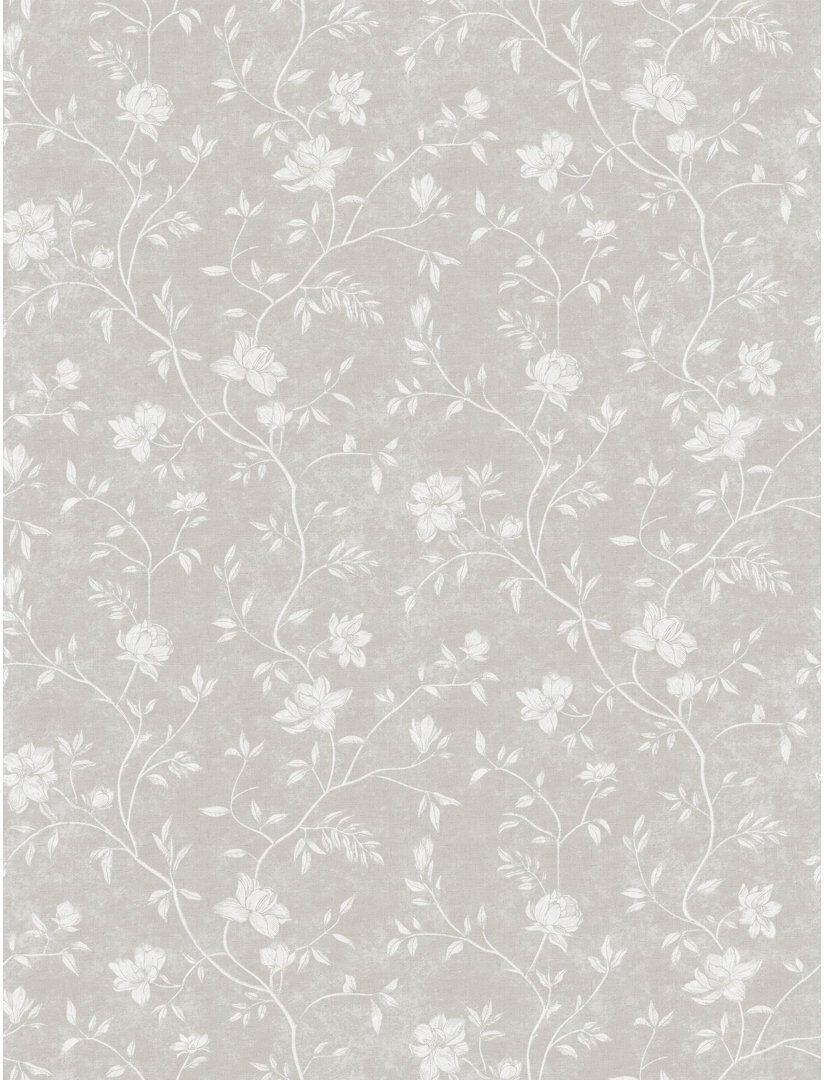 Brambly Cottage Laughlin Magnolia Floral Vine 10.05M X 53Cm Matte Wallpaper Roll Taupe/Cream