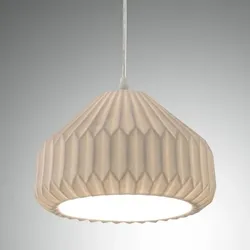Vigor Pendelleuchte aus Keramik in Weiss mit ausdrucksstarker Licht-/Schattenwirkung Ø30cm von Fabas Luce