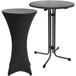 STEHTISCH Sylt Ø 70cm Grau mit Stella Stehtischhusse Ø 70cm Schwarz
