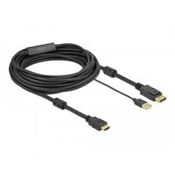 Delock HDMI / USB / DisplayPort Anschlusskabel HDMI-A Stecker, USB-A Stecker, DisplayPort Stecker 7 m Schwarz 85967 vergoldete Steckkontakte, 4K UHD HDMI-Kabel