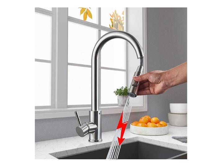 LuxusKollektion Küchenarmatur Küchenarmatur Niederdruck ausziehbar Silber Edelstahl (1-St)