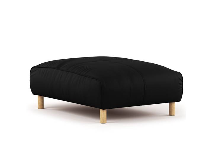 Pouf 100 x 43 x 70cm Noir Cuir Omara: Noir