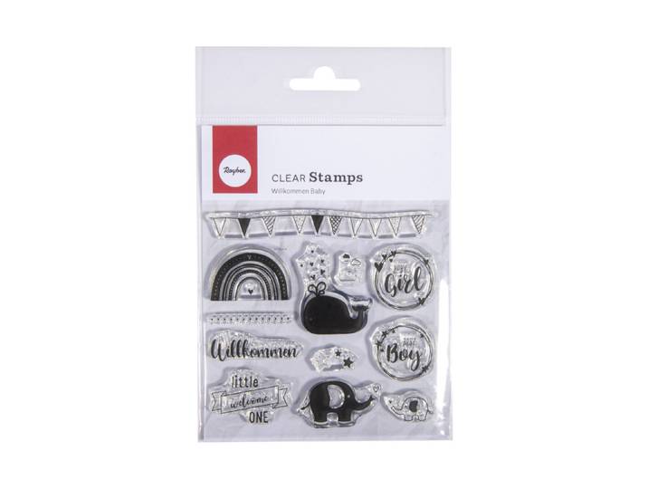 Clear Stamps Willkommen Baby , 102,5x97mm, 12 Motive, SB-Btl. 1Bogen