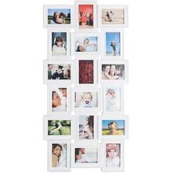 Relaxdays Bilderrahmen Collagen, 18 Bilder, 10x15, Hoch- & Querformat, antik, Wand Fotocollage HxB 104 x 54 cm, weiß