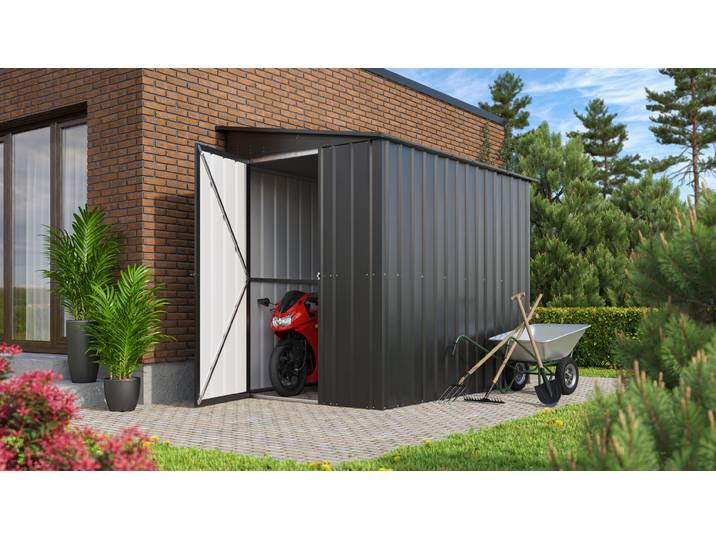 Globel Gerätehaus Wand-Zierde LeanTo Gerätehaus aus Metall in Grau, Geräteschrank Gartenhaus