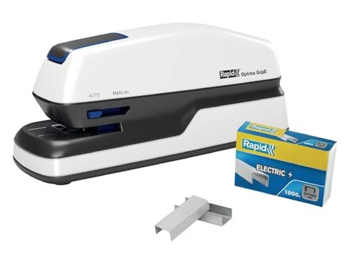 Rapid\, Agrafeuse Électrique\, 20 Feuilles\, Anti bourrage\, Agrafes incluse Agrafeuse électrique Optima GripE automatique sans contact\, capacité 20 feuilles\, anti-bourrage\, 1000 agrafes incluses.