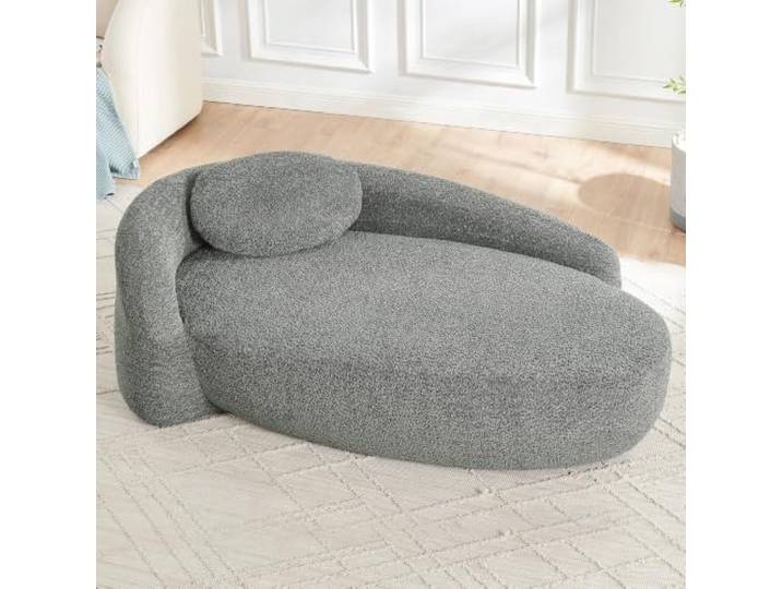 I0I&I0I Minimalistisches Teddy Sofa mit Runddesign Weich gepolstert, Kissen, Vielseitig für Wohnzimmer, Schlafzimmer und Studio (Dark Gray + Teddy + 1 Seat + Foam)