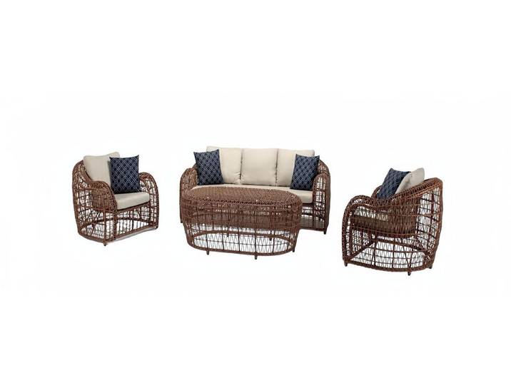 Xlmoebel Gartenlounge-Set Bequeme Gartenmöbel mit Sofa und Polstern für entspannte Stunden, (Gartenmöbel-Set, 4-tlg., Sofa, 2x Sessel, Couchtisch), Hergestellt in Europa