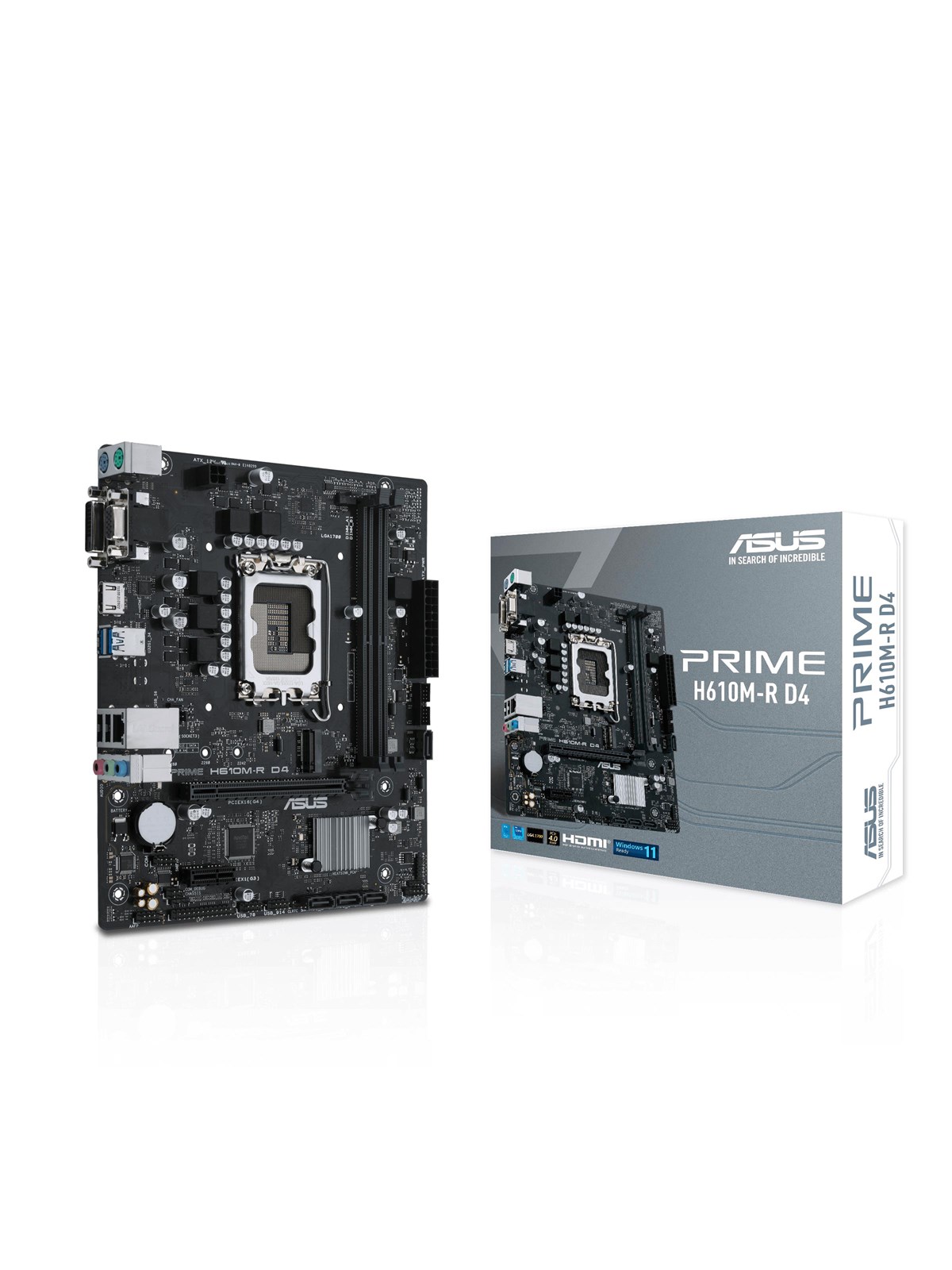 ASUS PRIME H610M-R D4 Mainboard - Intel H610 - Intel LGA1700 - DDR4 RAM - Micro-ATX