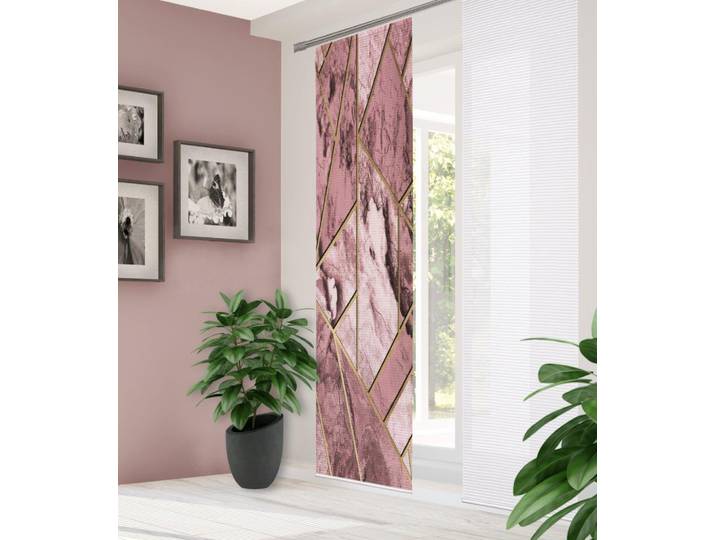 Schiebegardine HOME IN GREEN SIGNUM Gr. 1, rosa, B:60cm H:245cm, Polyester, Gardinen, Schiebegardine, DIGITALBEDRUCKT, BAMBUSOPTIK RECYCELT