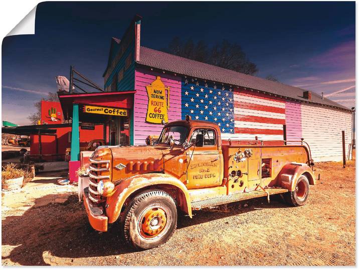 Poster ARTLAND Feuerwehr Oldtimer , bunt (farbe bild(er): bunt), B:60cm H:45cm, Bilder, Poster, ohne Rahmen