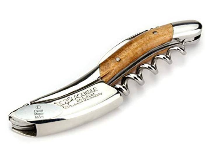 Laguiole en Aubrac Sommelierbesteck - geflammter Ahorn - Edelstahl glänzend - Kellnermesser Weinöffner