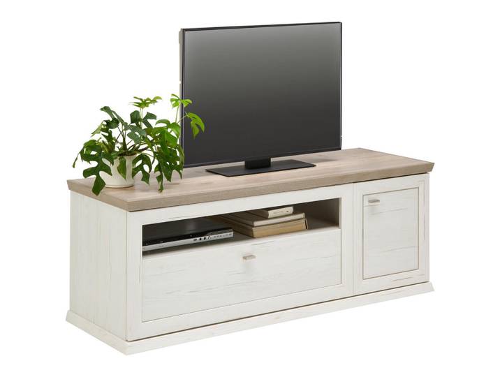 Hom`in Tv-Element, Grau, Weiss, Holzwerkstoff, 1 Fächer, 1 Schublade(n) Schubladen, 150x55.4x50.3 cm, Kabeldurchlass, Baby- und Kindermöbel, Kinderzimmer & Jugendzimmer, Phonomöbel