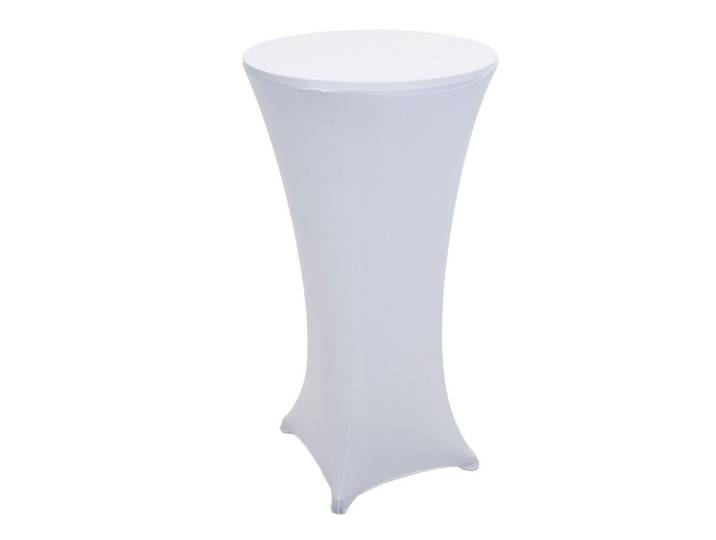 STEHTISCH + HUSSE rund Silber, Weiß 2er-Set
