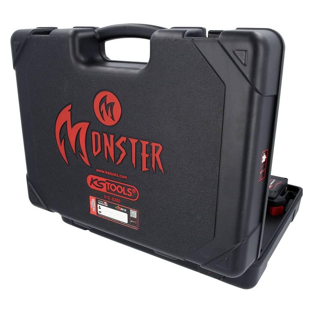 KS Tools eMONSTER Brushless-Akku-Winkelschleifer-Satz, 4-tlg | 18 Volt, 2 Akkus und Ladegerät (125 mm) (515.6200)