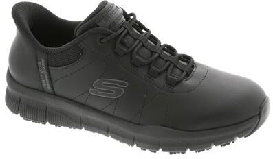 Skechers Work Slip-Ins: Nampa-CottonBud 108218 - Womens 8.5 Black Oxford Shoes Medium