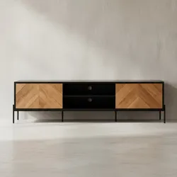 KADIMA DESIGN Modernes TV-Lowboard, V-Muster, Für 70-Zoll Fernseher, Anti-Rutsch-Noppen