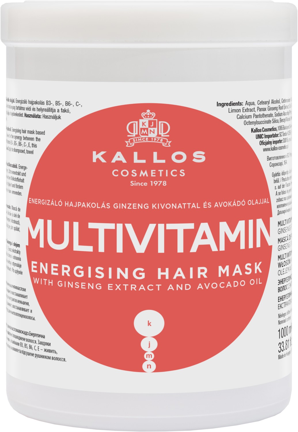 Kallos KJMN Multivitamin Energising Hair Mask 1000 ml KA-KJMN1206