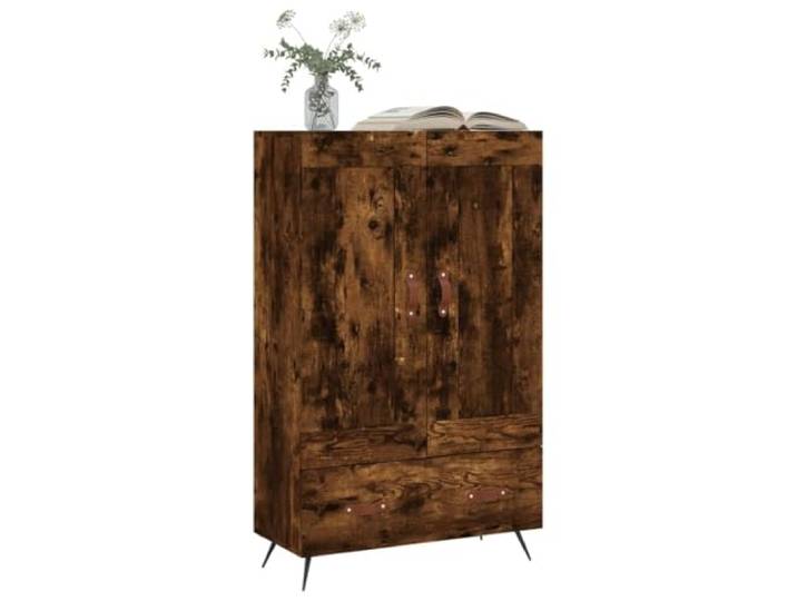 KTHLBRH Anrichte Eiche Rauch 69,5 x 31 x 115 cm Holz mehrschichtig Großer Stauraum, Ausstellungsfläche, robust und stabil, inklusive Wandbefestigung, Metall