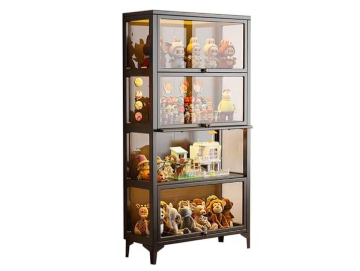 YSZBD 4-lagiger Stahl glasvitrine stehend vitrinenschrank，vitrinenschrank Glasschrank ，165×78×32cm vitrine Glas