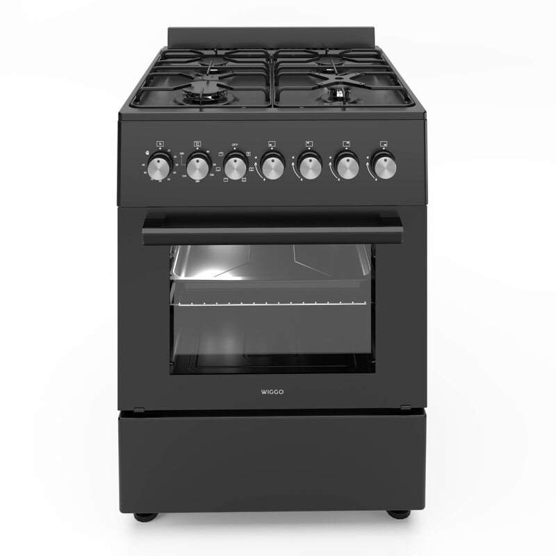 Wiggo WO-E606A (BB) serie 6 vrijstaand gasfornuis zwart, 60 cm