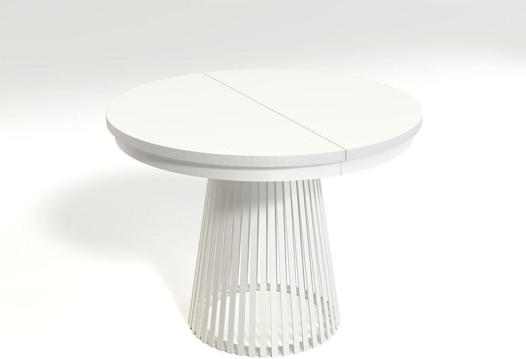 Isabelline 180 cm Extendable Round Dining Table with Steel Base White/White