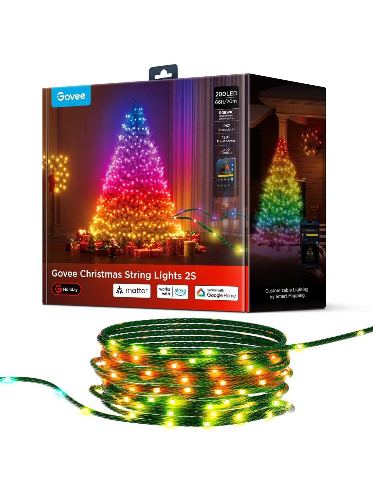 Govee H80C4 Intelligente Lichterkette, RGBW, Wi-Fi/Bluetooth - 20 m