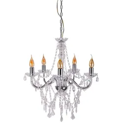 Pendellampe Kronleuchter Hängeleuchte chrom Kristalle Wohnzimmerlampe H 85 cm