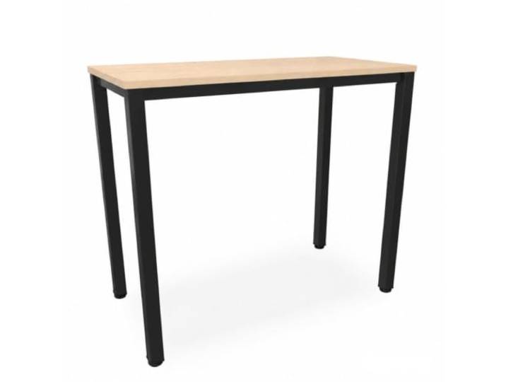 EIGENTLICH Stehtisch Gestell Schwarz, H112,5 cm (Ahorn, 120x60 cm) Büro Besprechungs-Stehtisch quadratische Beine Stahlrohr, Meetingtisch Bartisch aus eigener Fertigung für Privat und Gewerbe