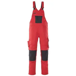 MASCOT Leipzig Latzhose mit Knietaschen UNIQUE Rot / Schwarz 62 - 12069-203-0209-90C62 - Rot / Schwarz