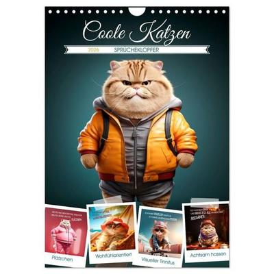 COOLE KATZEN Sprücheklopfer (Wandkalender 2026 DIN A4 hoch), CALVENDO Monatskalender