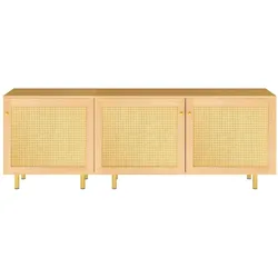 MODFU Aufbewahrungsschrank-Set aus MDF in Natur, 180x40x63 cm, modular mit goldfarbenen Griffen