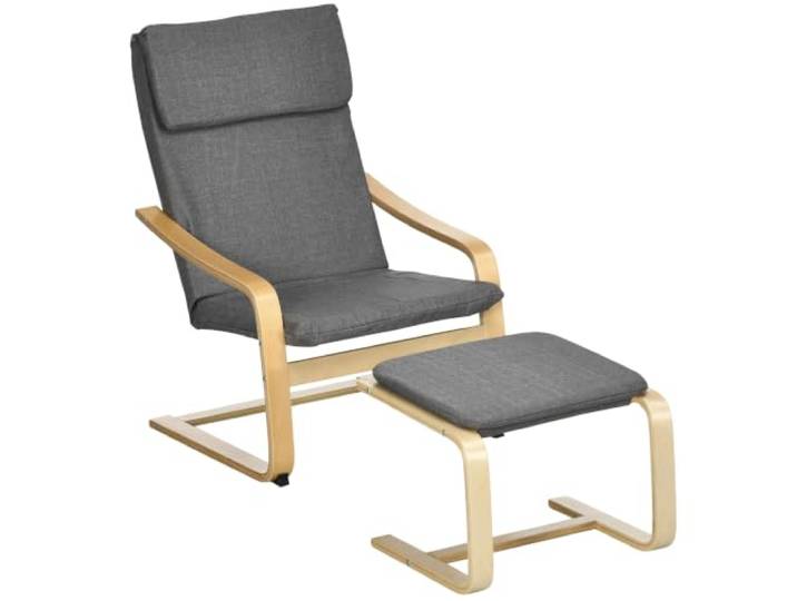 HOMCOM Relaxsessel mit Hocker, Sessel mit Hocker, Fernsehsessel Grau