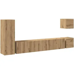 vidaXL 5-tlg. TV-Schrank-Set Wandmontage Artisan-Eiche Holzwerkstoff