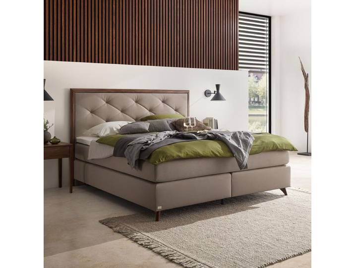 Boxspringbett Snella Kunstleder 180x220cm TTF-Box Härtegrad: H3 Hellgrau klassischer Stil