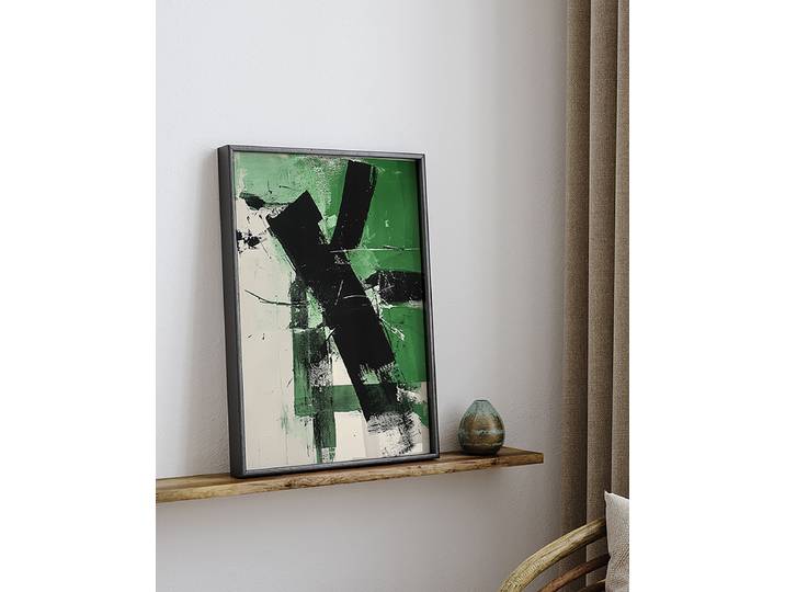 Kunstdruck Black & Green Abstract Art Abdeckung: Acrylglas Rahmen: Buche, lackiert Multicolor 32 x 42cm