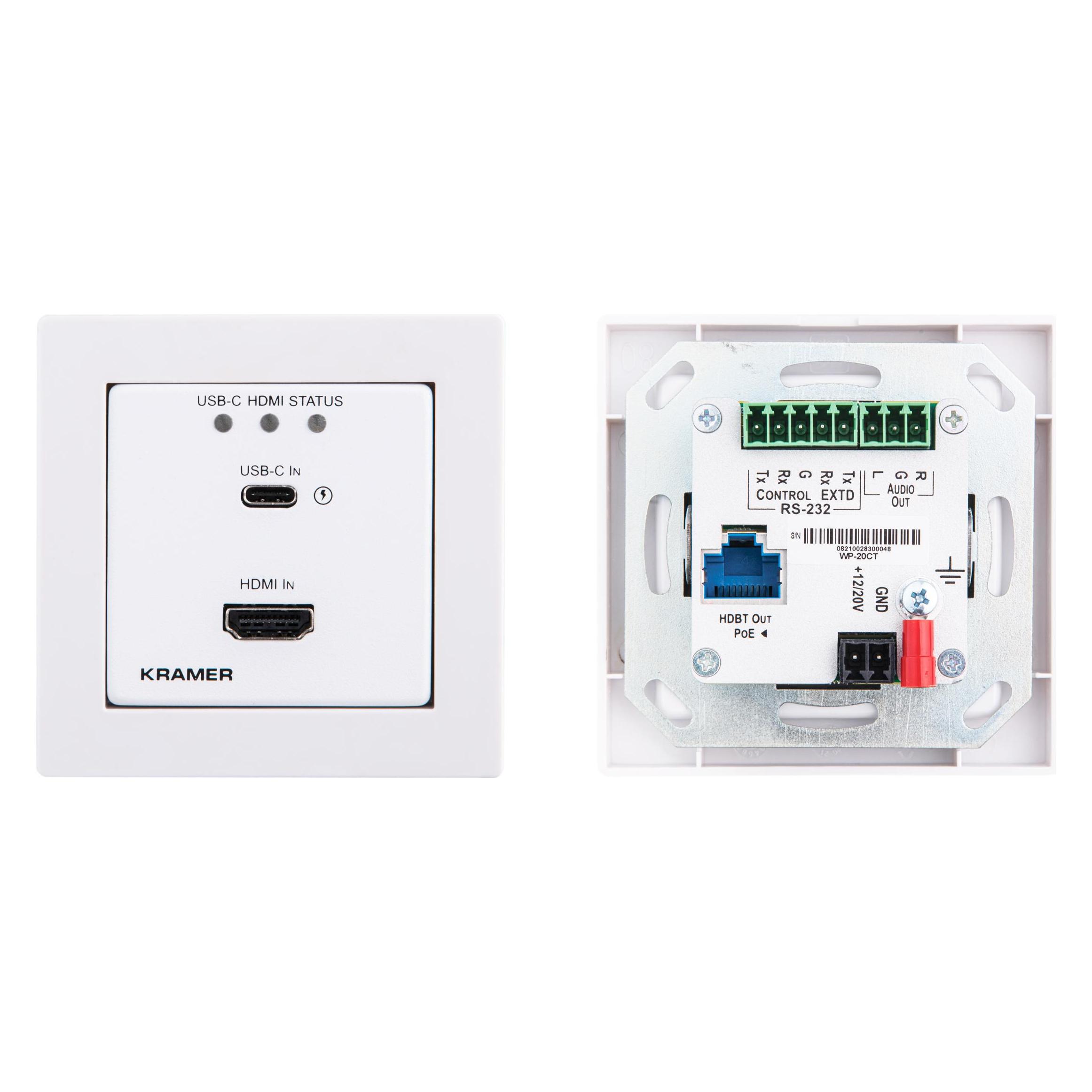 Kramer WP-20CT/EU-80/86(W) - EU & UK-Size Wall-Plate Auto Switcher/Transmitter, white EU & UK Frames (20-80565090)