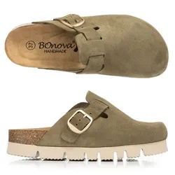 BONOVA Damen-Clog verstellbarer Riemen Plateausohle ca. 2cm Super-Soft-Fußbett