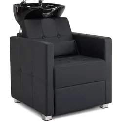 Barberpub Friseurstuhl mit Waschbecken, Friseurwaschbecken aus Keramik Verstellbar, Rückwärtswaschsessel Friseurwaschsessel für SPA Salon, Friseur Waschplatz 8010